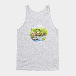 Frog Pond Aesthetic Cottagecore Frogcore Vintage Watercolor Tank Top